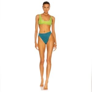 OSEREE LUMIERE SPORTY BLUE/LIME LUREX BIKINI